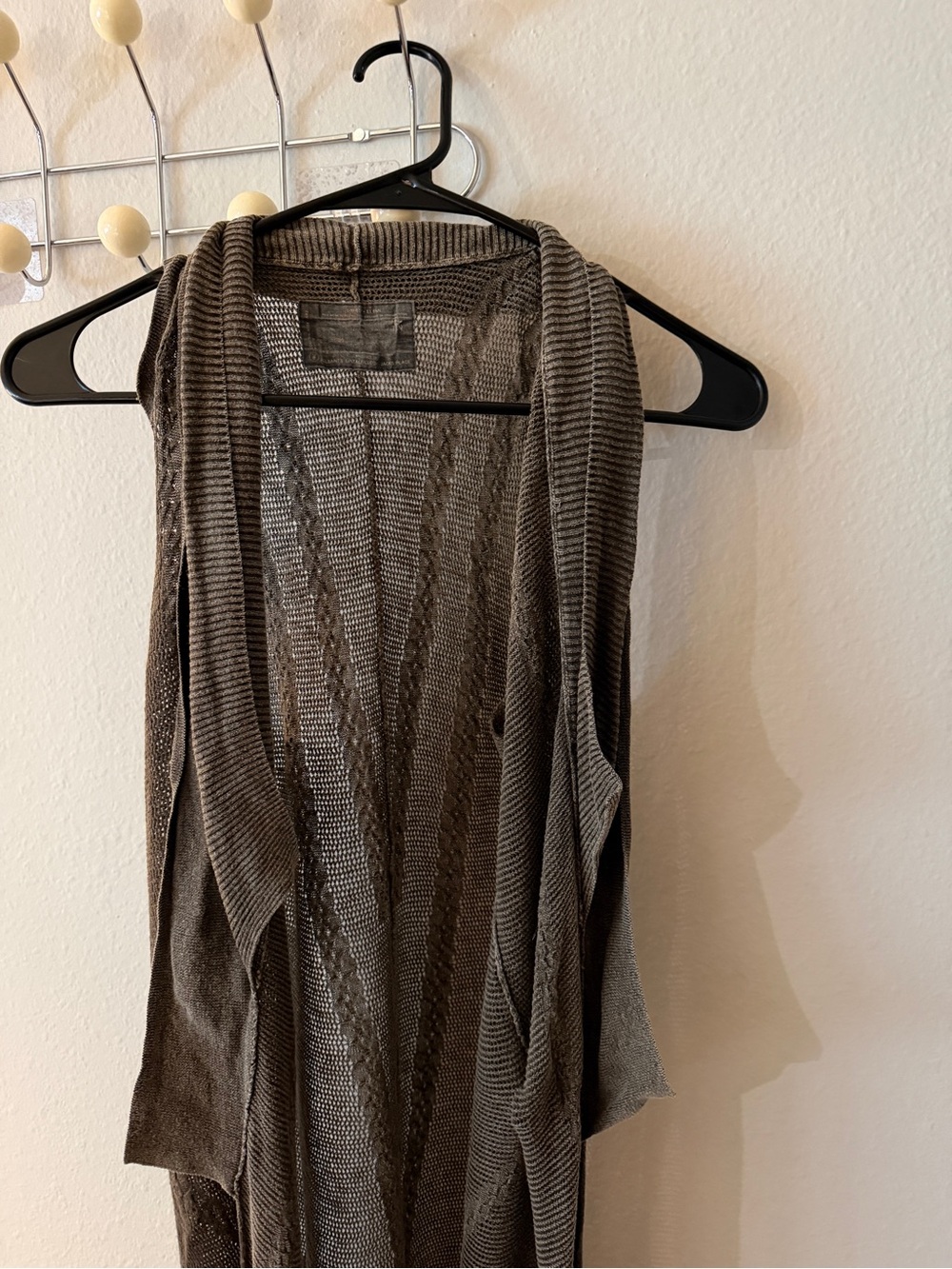 AllSaints Brown Open-Front Knit Tunic Vest